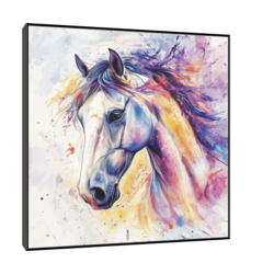 Canvas Slika na platnu Konj akvarel 30x30cm, Sa ramom, Crni, Sa ramom, Crni