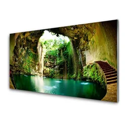 tulup.si Steklena slika Slap landscape vode 120x60 cm 4 obešalnika