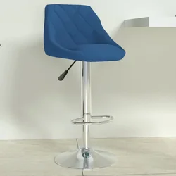 Vidaxl vidaXL Barski stol iz modrega žameta