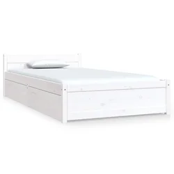 Vidaxl Posteljni okvir s predali bel 90x190 cm