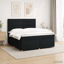 vidaXL Postelja boxspring z vzmetnico Črna 140 x 190 cm Blago