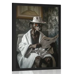 Plakat pes s časopisom na stranišču - 20x30 silver