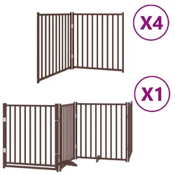 Vidaxl Ograda za pse z vrati zložljiva 12 panelov rjava 960 cm les