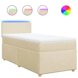 Vidaxl Box spring postelja z vzmetnico krem 90x200 cm blago