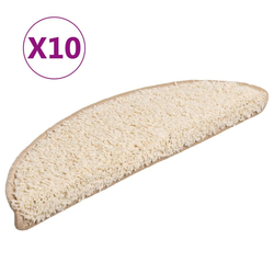 Prostirke za stepenice 10 kom 56x17x3 cm krem poluokrugle