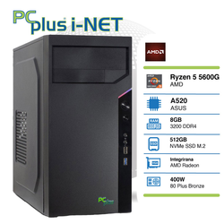 PCPLUS i-NET Ryzen 5 5600G 8GB 512GB NVMe M.2 SSD namizni računalnik