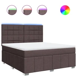 Vidaxl Box spring postelja z vzmetnico temno rjava 180x200 cm blago