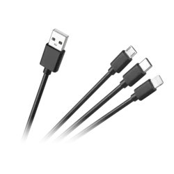 slomart 3-v-1 kabel USB A - Micro USB / USB-C / Lightning, 1.2m