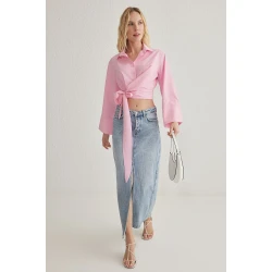 Trendyol Pink Binding Detailed Regular Regular Pattern Woven Shirt