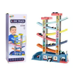 Lean-toys Drsna steza z šestimi pisanimi avtomobilčki