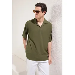 Trendyol Muška majica Tmnss25Po00018, Kaki