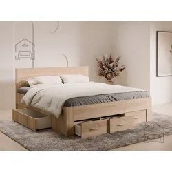 Postelja s predali Mons - 180x200 cm - sonoma hrast