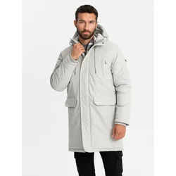 Ombre Long classic mens parka jacket - cream