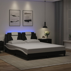 Okvir kreveta Viana s LED-om bez madracacrno-bijeli 160 x 200 cm