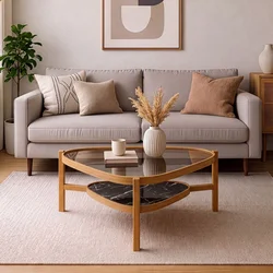 Hanah Home klub sto Capella 95, 95 cm, hrast / crni mermer