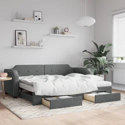 Greatstore Izvlečna dnevna postelja s predali temno siva 80x200 cm blago