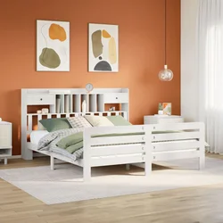 Krevet s regalom z knjige bez madraca bijeli 180x200cm borovina