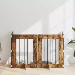 Vrata za pse s postoljem 4 pcs Dimljeni hrast 60 x 80 cm