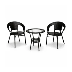 MODUL Baštenski set Rattanica crni/ 2 stolice i sto