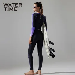 Watertime Ženski jednodelni kupaći kostim, Dugi rukav, Crno-ljubičasti