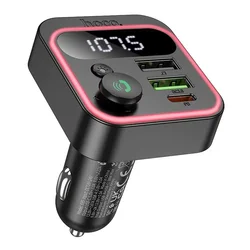 Hoco E85 Bluetooth FM Transmitter avtomobilski polnilec 2x USB / USB-C QC PD 20W, črn