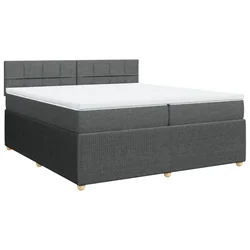 Vidaxl Box spring postelja z vzmetnico temno siva 200x200 cm blago