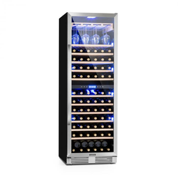 Klarstein Vinovilla Grande Duo, veliko prostorska vinoteka, hladilnik, 425l, 165 steklenic, tribarvna LED osvetljava, srebrna - Klarstein