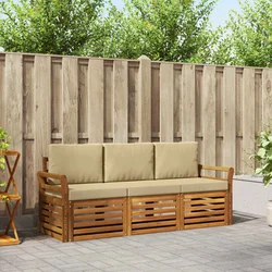 Setovi sofa s jastukom 3 pcs Prirodna i bež Čvrsto drvo akacije