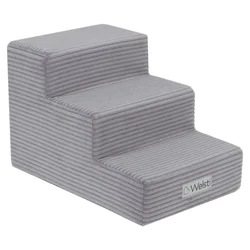 shumee Welsti pasje stopnice 30 cm, 3 stopnice iz sivega velveta