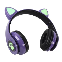 Bežične slušalice Cat Ear ljubicaste