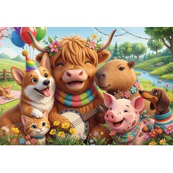Trefl - Puzzle Flamingo: Rojstnodnevna ekipa - 400 kosov