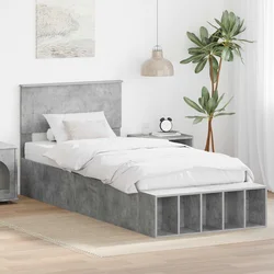 Krevetna konstrukcija s policom Betonski sivi 70 x 190 cm