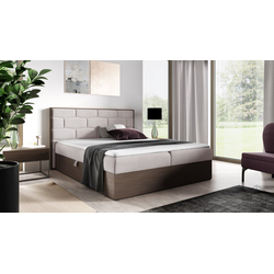 Boxspring postelja Wood 9 - 140x200 cm - temni hrast