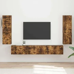 Set TV komoda Zidne 4 pcs Dimljeni hrast Konstruirano drvo