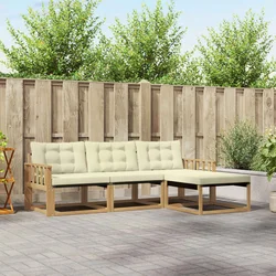Set vanjskih sofa s jastukom 4 pcs Bijela i krem