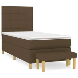 Vidaxl Box spring postelja z vzmetnico temno rjava 80x200 cm blago