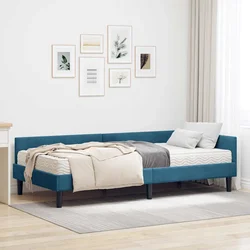 Kutni krevetni okvir s madracem Ostalo 2 pcs Plava Baršun