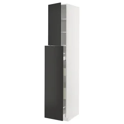 METOD / MAXIMERA Vis.elem. s izvl.funk. 4fi/1vr/2pol, bela/Nickebo boja antracita, mat, 40x60x220 cm