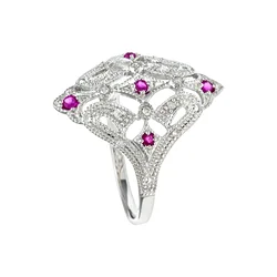DIAMANT LETERNEL Prstan Ring aus 375 Weißgold mit Diamant mit Rubin srebrna