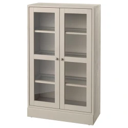 HAVSTA Vitrina sa soklom, sivo-bež/bistro staklo, 81x37x134 cm