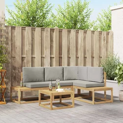 Set vanjskih sofa 4 Komad Bijela i svjetlosiva Poliester