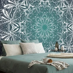 Tapeta zeleno bela rozeta - 539x363