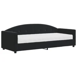 Vidaxl Dnevna postelja z vzmetnico črna 80x200 cm žamet