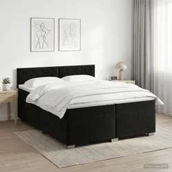 vidaXL Postelja boxspring z vzmetnico Črna 200 x 200 cm Žamet