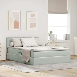 Krevet s od storage Svijetlo siva 140 x 200 cm Baršun