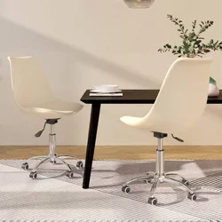 Vidaxl Vrtljivi jedilni stoli 2 kosa krem blago