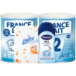 France Lait 2 naknadna mlečna formula za dojenčke od 6-12 mesecev 2x400g + Bübchen body m