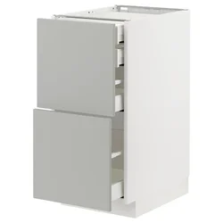 METOD / MAXIMERA Pod.orm.2front/2dnj/1srd/1vis.fiok, bela/Havstorp svetlosiva, 40x60 cm