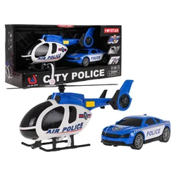 RAMIZ Komplet helikopterja + policijskega avtomobila s prostim kolesom za policijsko vozilo +
