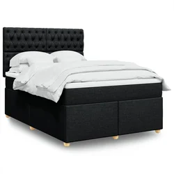 vidaXL Box spring postelja z vzmetnico črna 160x200 cm blago